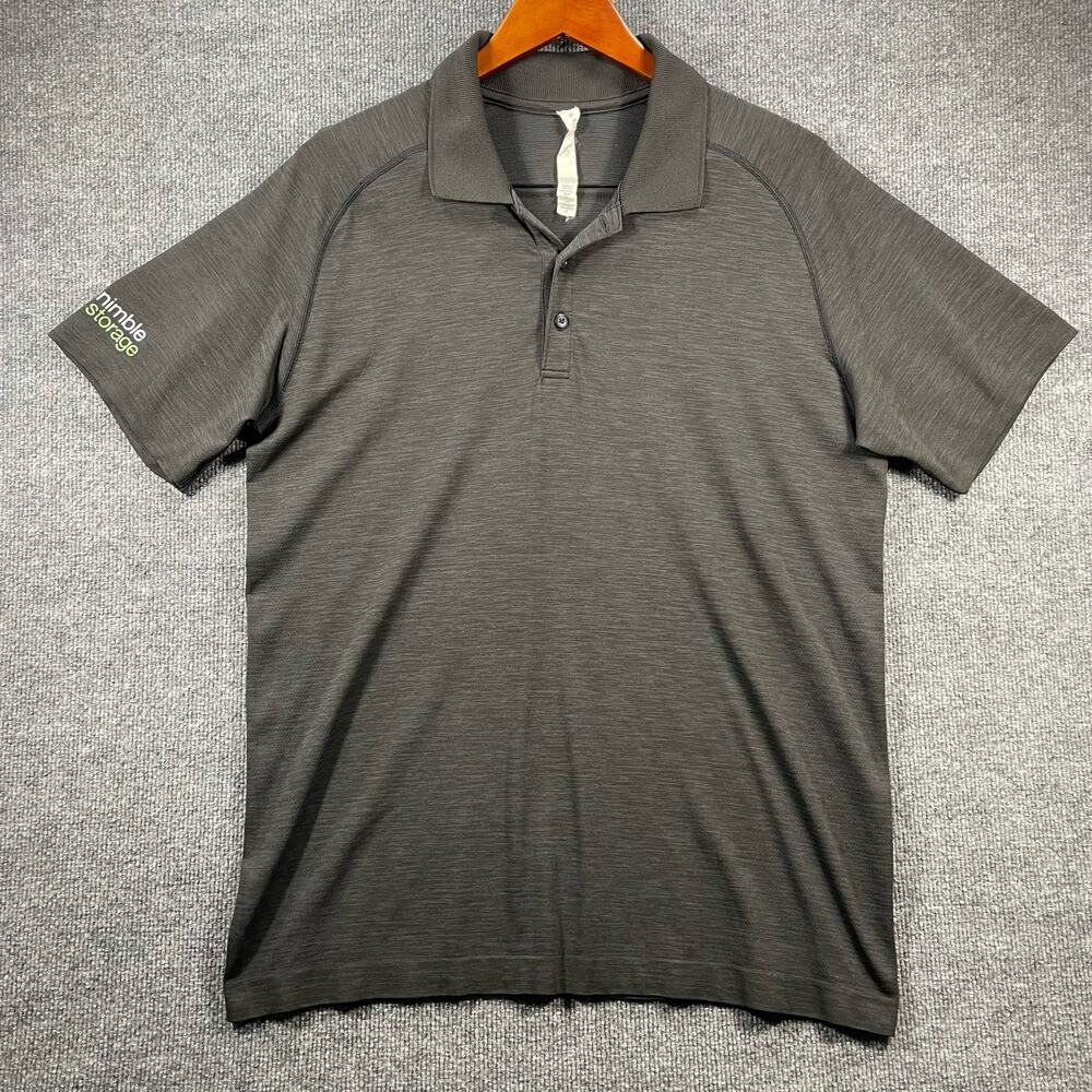 Lululemon Athletica Polo Shirt Men's XL Black Stretch Breathable Activewear